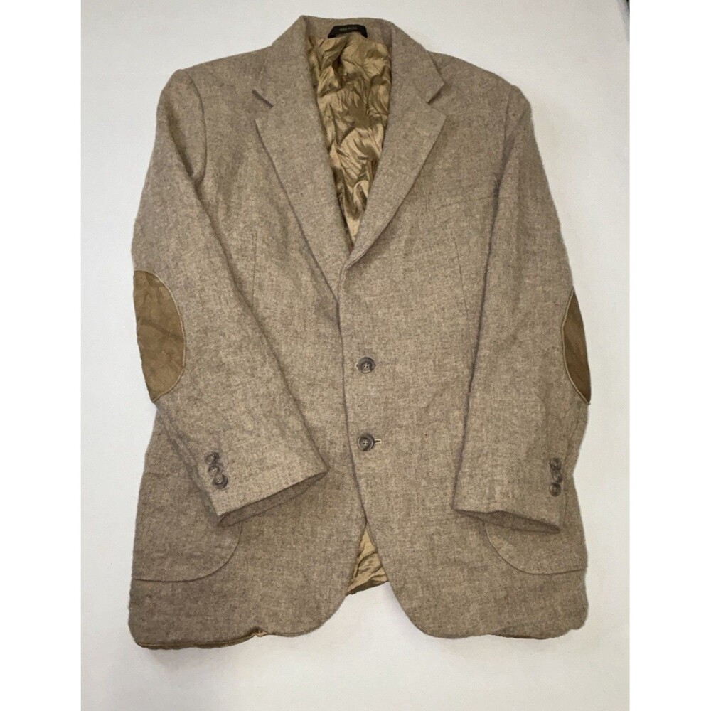 Vtg 90s Imperial by Haggar Wool Tweed Blazer Mens 44 L Regular Beige